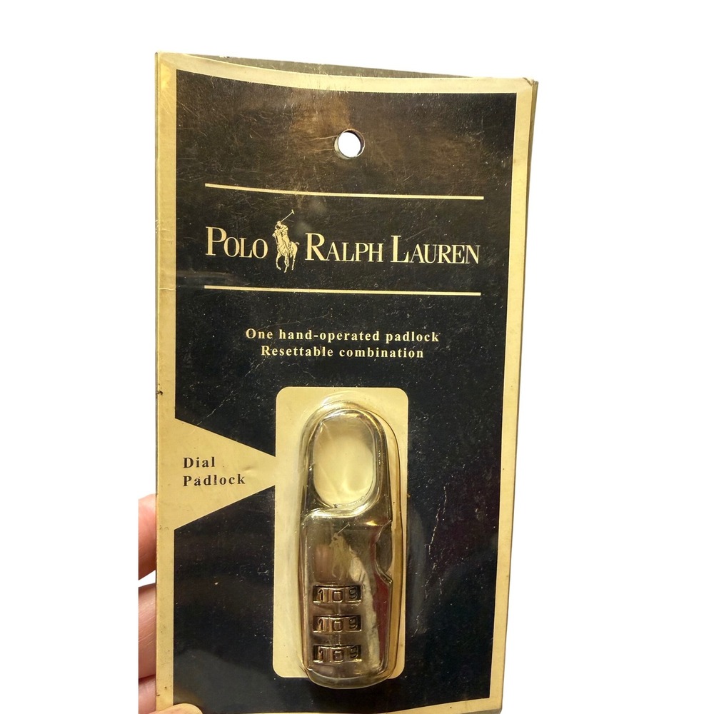 Polo Ralph Lauren RL2000 Gold Tone Dial Padlock Resettable Combination Lock NIP
